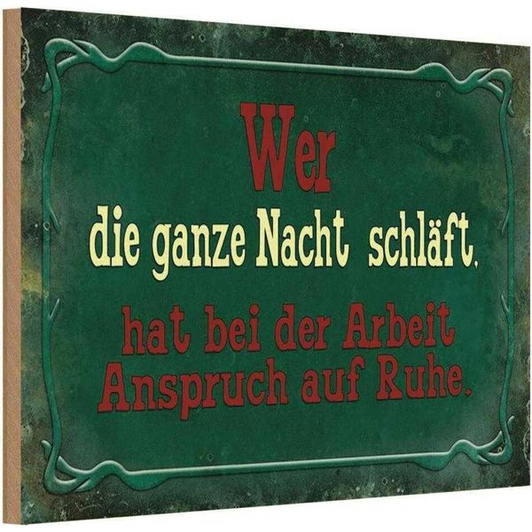 Vianmo Insegna In Legno 12X18 Cm Arbeit Wer Ganze Nacht SchläFt-image