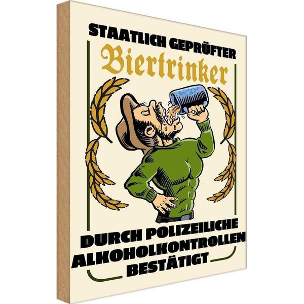 Vianmo Insegna In Legno 18X12 Cm Alkohol Staatlich GeprüFter Biertrinker-image