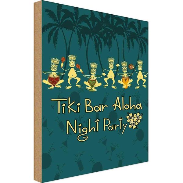 Vianmo Insegna In Legno 30X20 Cm Alkohol Tiki Bar Aloha Night Party-image