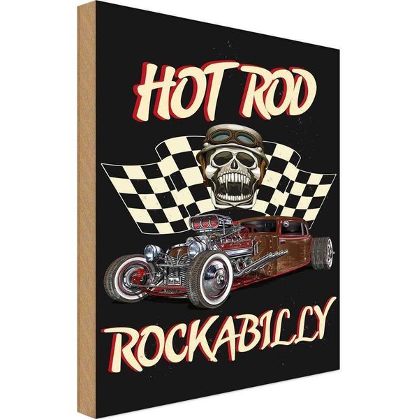 Vianmo Insegna In Legno 18X12 Cm Auto Hot Rod Rockabilly-image