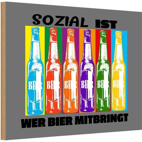 Vianmo Insegna In Legno 20X30 Cm Alkohol Sozial Ist Wer Bier Mitbringt-image