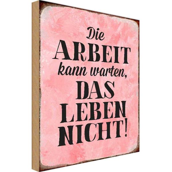 Vianmo Insegna In Legno 30X20 Cm Arbeit Kann Warten Leben Nicht-image