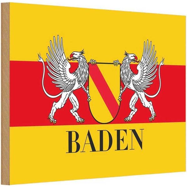 Vianmo Insegna In Legno 12X18 Cm Bandiera Baden Wappen-image