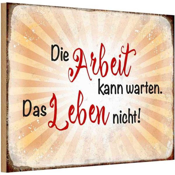 Vianmo Insegna In Legno 12X18 Cm Arbeit Kann Warten Leben Nicht-image