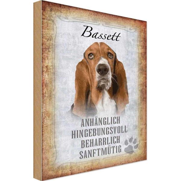 Vianmo Insegna In Legno 18X12 Cm Bassett Hund-image