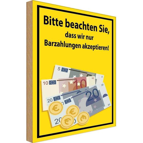 Vianmo Insegna In Legno 30X20 Cm Beachten Nur Bargeld Akzeptiert-image