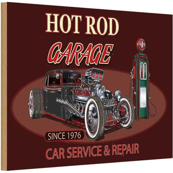 Vianmo Insegna In Legno 20X30 Cm Auto Hot Rod Garage Car Service Repair-image