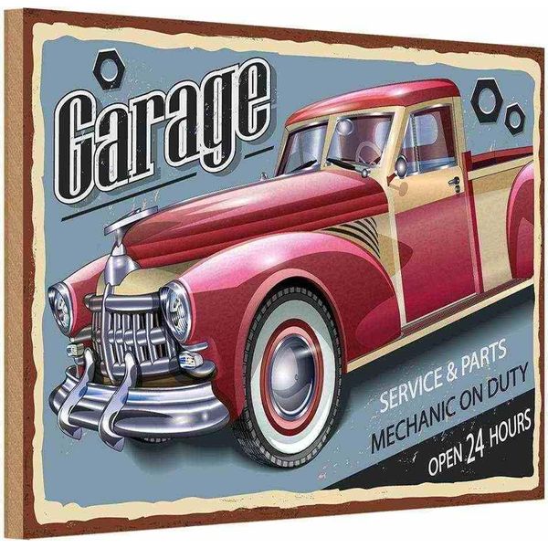 Vianmo Insegna In Legno 20X30 Cm Auto Garage Service Parts Open 24-image