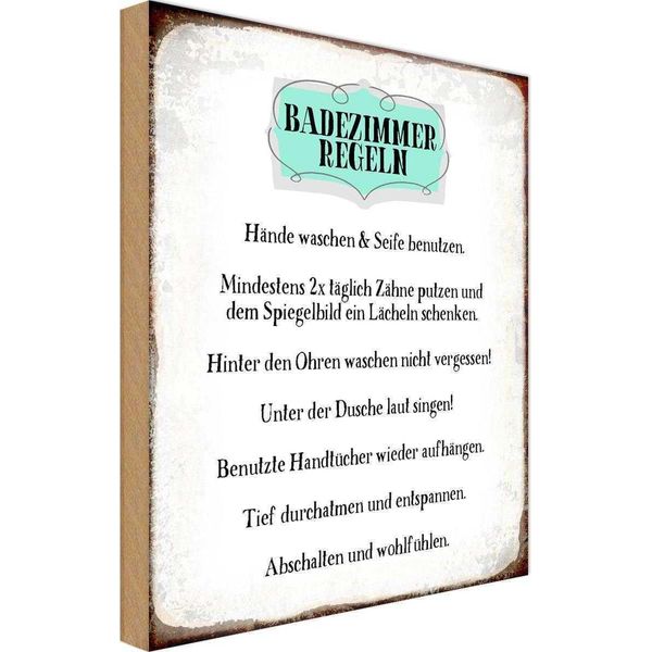 Vianmo Insegna In Legno 18X12 Cm Badezimmer Regeln HäNde Waschen-image