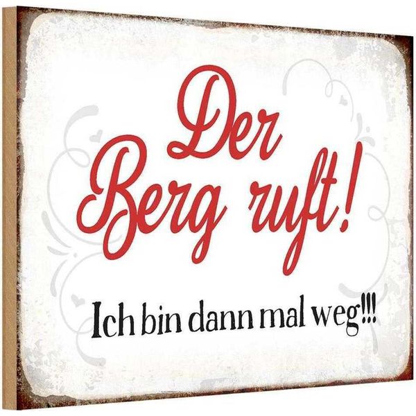Vianmo Insegna In Legno 20X30 Cm Berg Ruft Ich Bin Dann Mal Weg-image