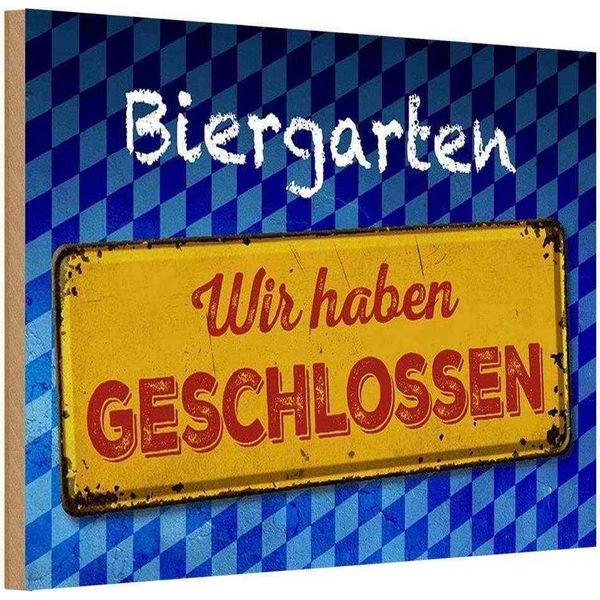 Vianmo Insegna In Legno 12X18 Cm Bayern Biergarten Wir Haben Geschlossen-image
