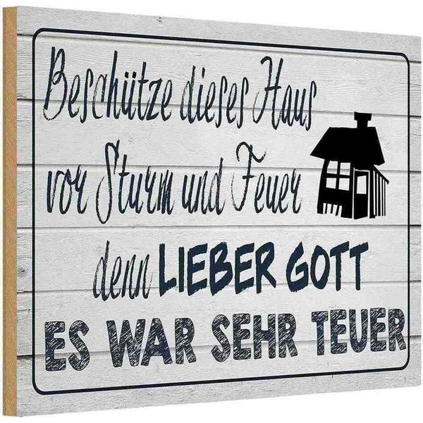 Vianmo Insegna In Legno 20X30 Cm BeschüTze Deises Haus Vor Sturm-image