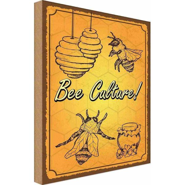 Vianmo Insegna In Legno 18X12 Cm Bee Culture Biene Honig Imkerei-image