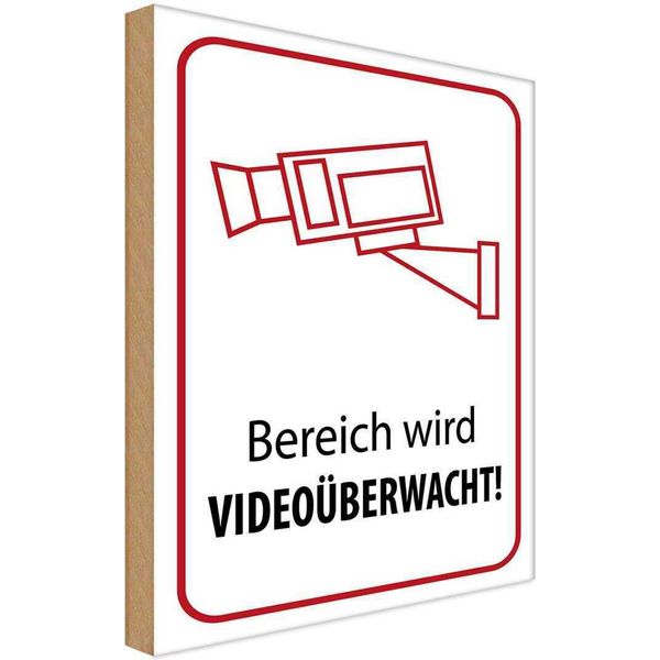 Vianmo Insegna In Legno 18X12 Cm Bereich Wird VideoüBerwacht-image