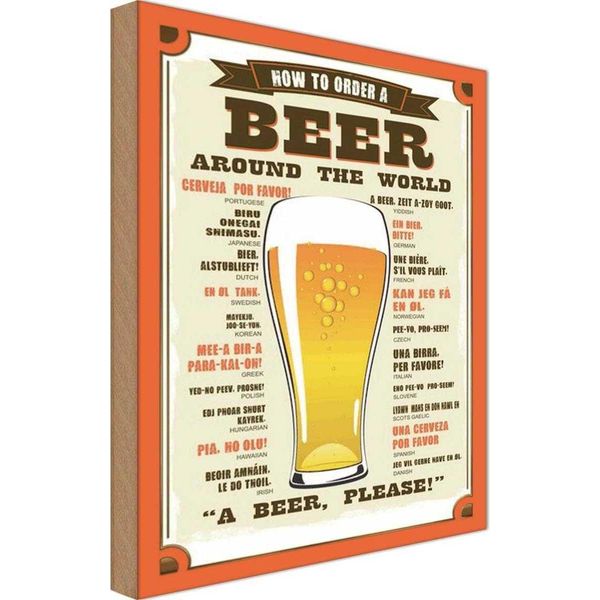 Vianmo Insegna In Legno 30X20 Cm Bier Beer Around The World Beer Please-image