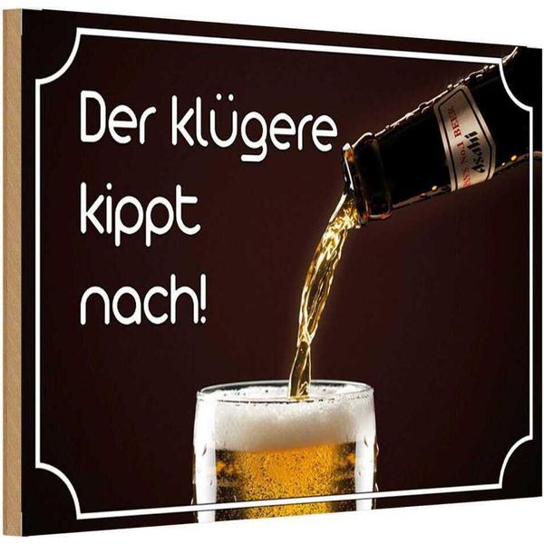 Vianmo Insegna In Legno 20X30 Cm Bier Der KlüGere Kippt Nach-image