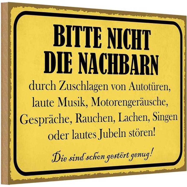 Vianmo Insegna In Legno 12X18 Cm Bitte Nicht Die Nachbarn StöRen-image
