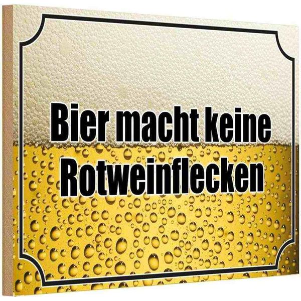 Vianmo Insegna In Legno 12X18 Cm Bier Keine Rotweinflecken-image