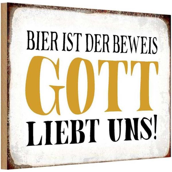 Vianmo Insegna In Legno 12X18 Cm Bier Ist Beweis Gott Liebt Uns-image