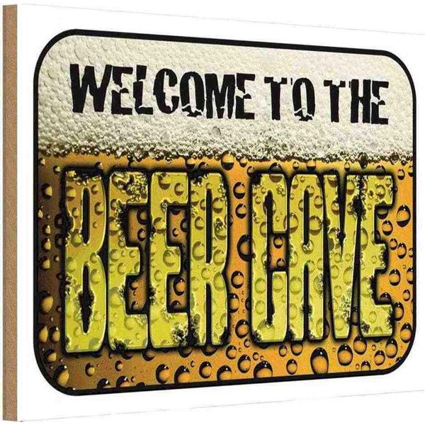 Vianmo Insegna In Legno 20X30 Cm Bier Welcome To The Beer Cave-image