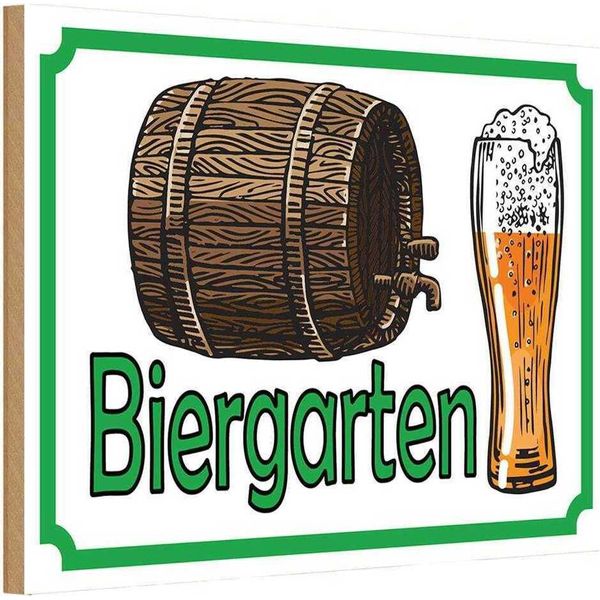 Vianmo Insegna In Legno 20X30 Cm Biergarten Bier Brauerei-image