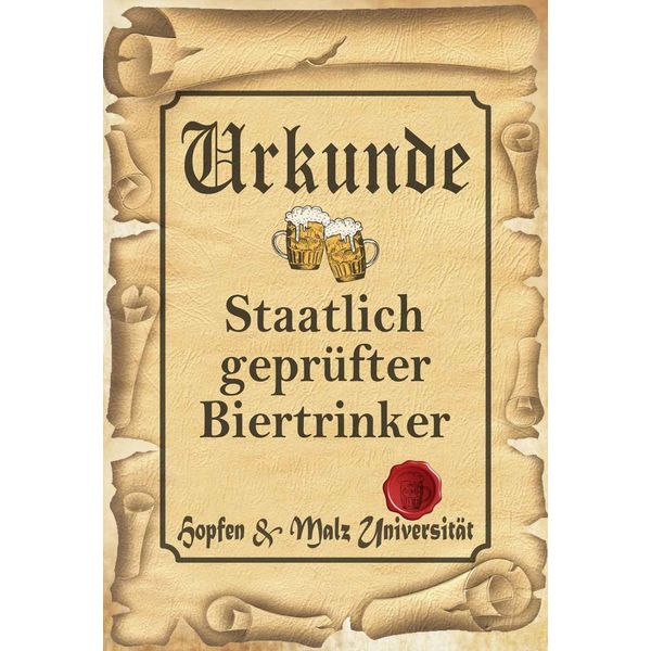 Vianmo Insegna In Legno 30X20 Cm Bier Urkunde GeprüFter Biertrinker-image
