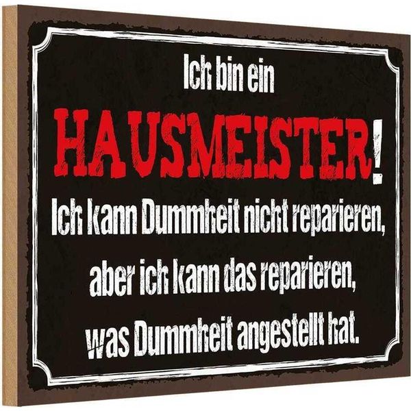 Vianmo Insegna In Legno 12X18 Cm Bin Hausmeister Kann Reparieren-image