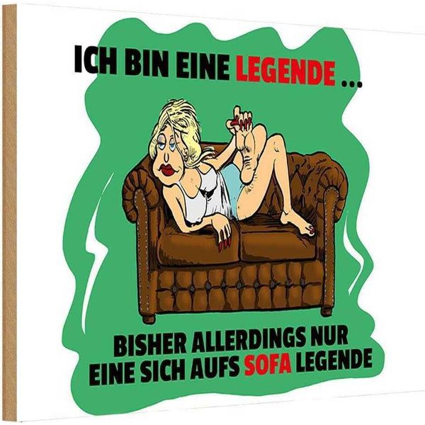 Vianmo Insegna In Legno 20X30 Cm Bin Eine Legende Auf Sofa Legende-image