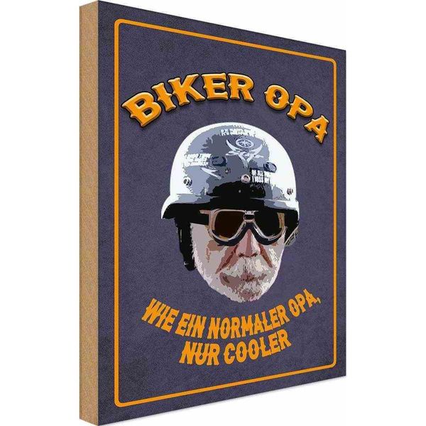 Vianmo Insegna In Legno 18X12 Cm Biker Opa Wie Ein Normaler Opa-image