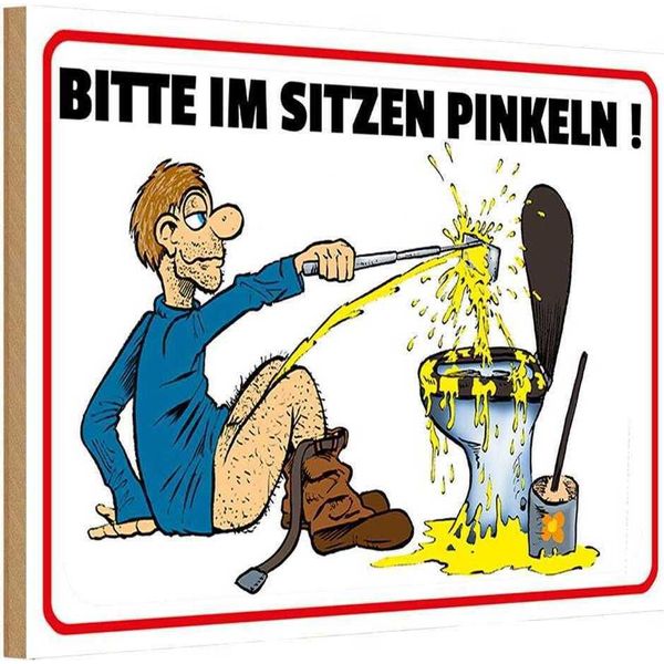 Vianmo Insegna In Legno 20X30 Cm Bitte Sitzen Pinkeln Mann Auf Boden-image