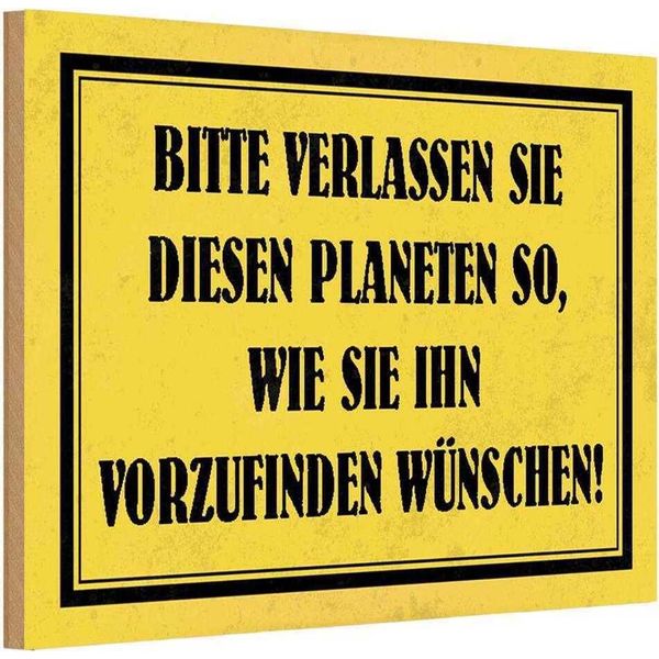 Vianmo Insegna In Legno 12X18 Cm Bitte Verlassen Sie Planeten-image