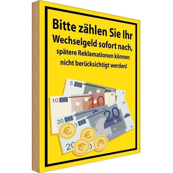 Vianmo Insegna In Legno 30X20 Cm Bitte ZäHlen Sie Ihr Wechselgeld-image