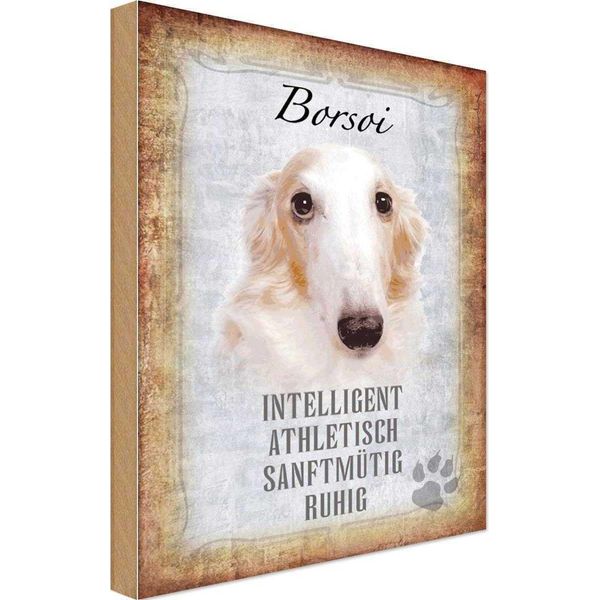 Vianmo Insegna In Legno 18X12 Cm Borsoi Hund Athletisch-image