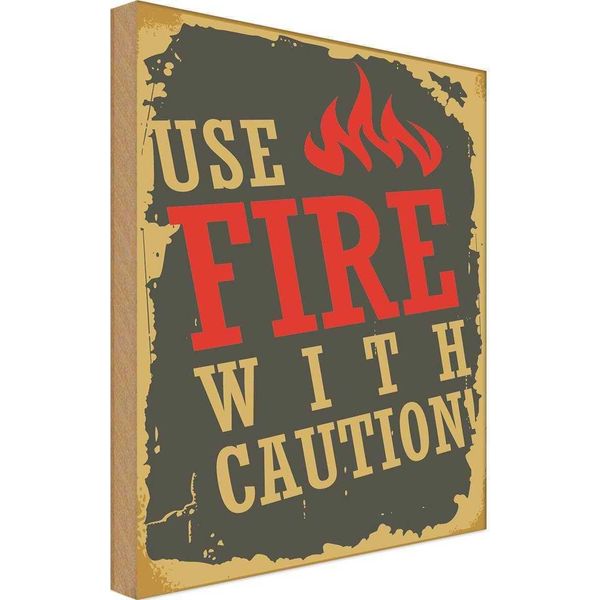 Vianmo Insegna In Legno 18X12 Cm Camping Use Fire With Caution!-image