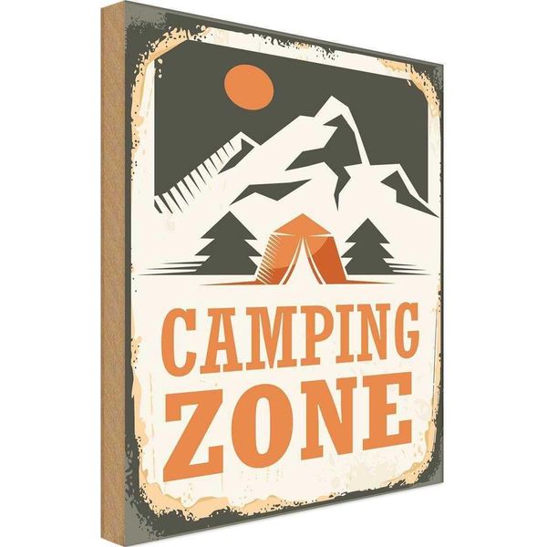 Vianmo Insegna In Legno 18X12 Cm Camping Camping Zone Outdoor-image