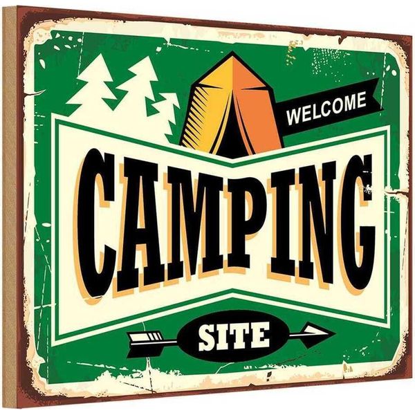 Vianmo Insegna In Legno 20X30 Cm Camping Welcome-image