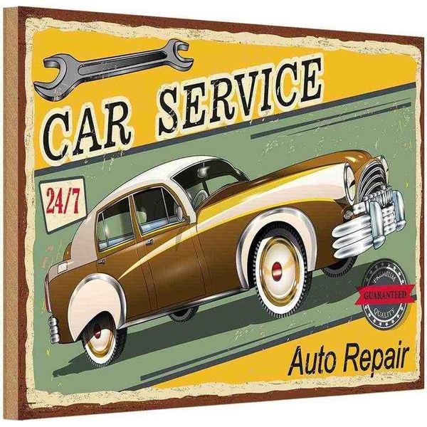 Vianmo Insegna In Legno 20X30 Cm Car Service 24/7 Auto Repair-image