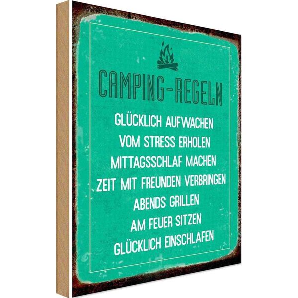 Vianmo Insegna In Legno 18X12 Cm Camping Regeln-image