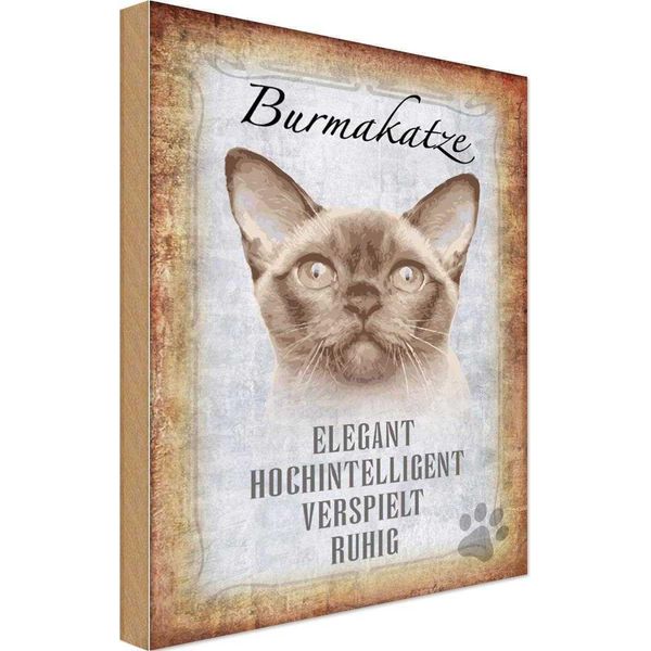 Vianmo Insegna In Legno 30X20 Cm Burmakatze Katze-image