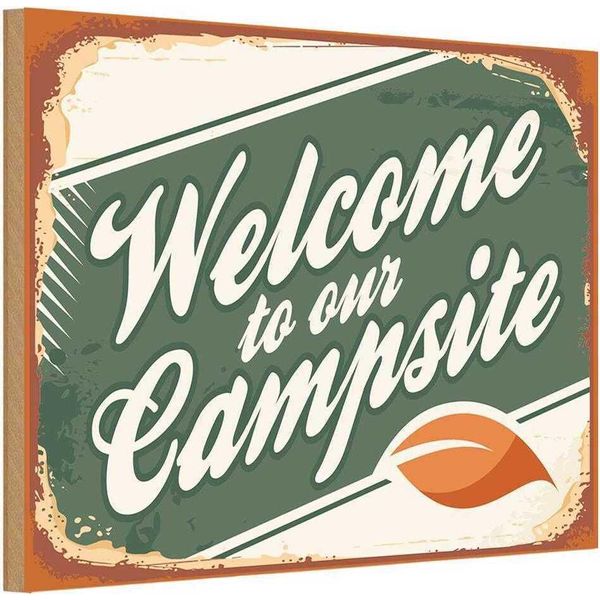 Vianmo Insegna In Legno 20X30 Cm Camping Welcome To Our Campsite-image