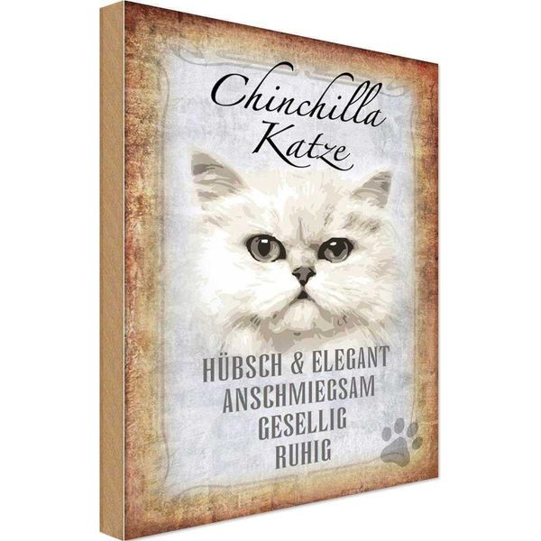 Vianmo Insegna In Legno 30X20 Cm Chinchilla Katze HüBsch Elegant-image