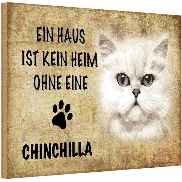 Vianmo Insegna In Legno 12X18 Cm Chinchilla Katze Ohne Kein Heim-image