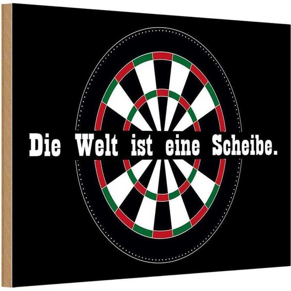 Vianmo Insegna In Legno 12X18 Cm Dart Die Welt Ist Eine Scheibe-image