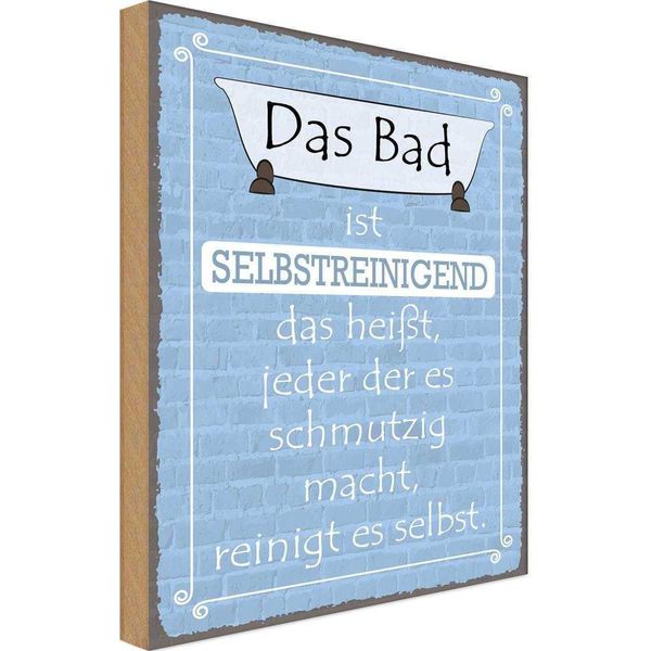 Vianmo Insegna In Legno 30X20 Cm Das Bad Ist Selbstreinigend-image