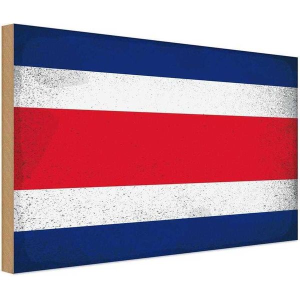 Vianmo Insegna In Legno 12X18 Cm Bandiera Costa Rica Costa Rica Vintage-image
