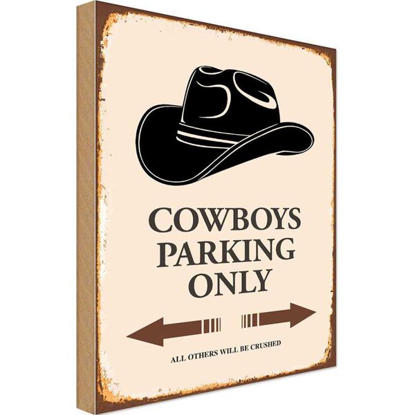 Vianmo Insegna In Legno 30X20 Cm Cowboys Parking Only-image