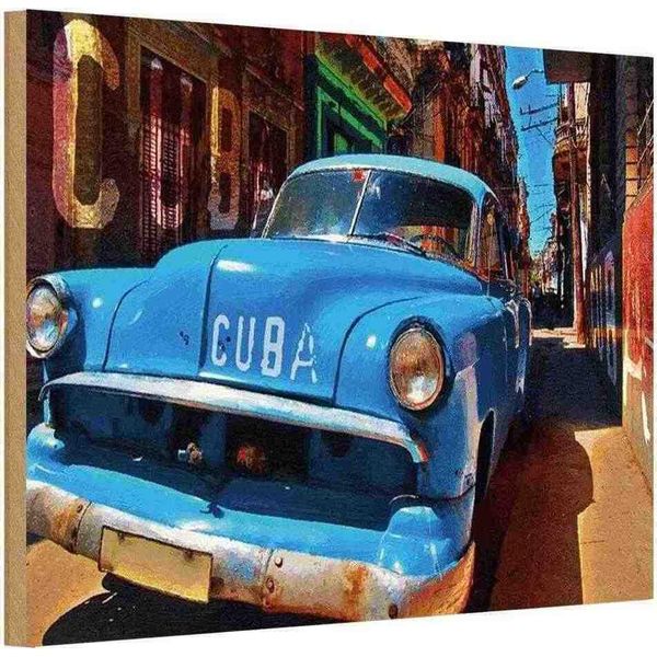 Vianmo Insegna In Legno 20X30 Cm Cuba Blaues Auto-image