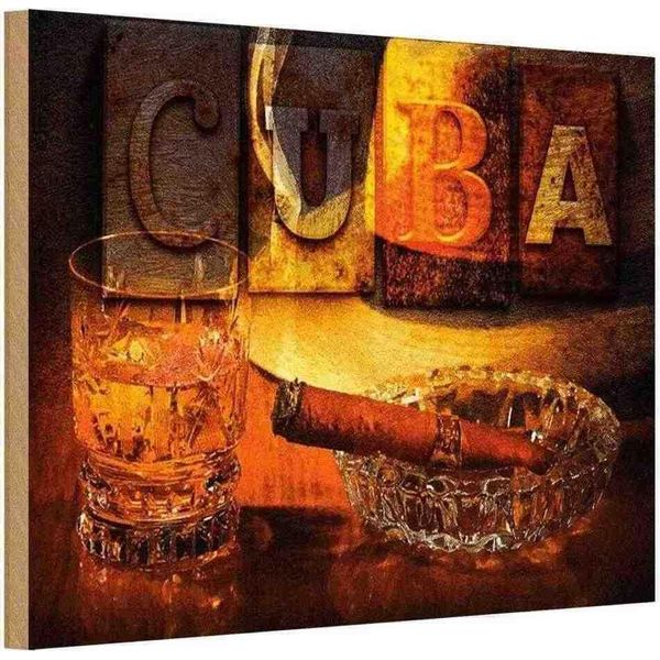 Vianmo Insegna In Legno 20X30 Cm Cuba Zigarre Rum Havanna-image