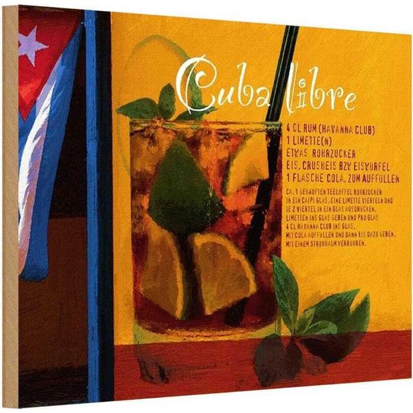 Vianmo Insegna In Legno 20X30 Cm Cuba Libre Rezept Rum Havanna-image