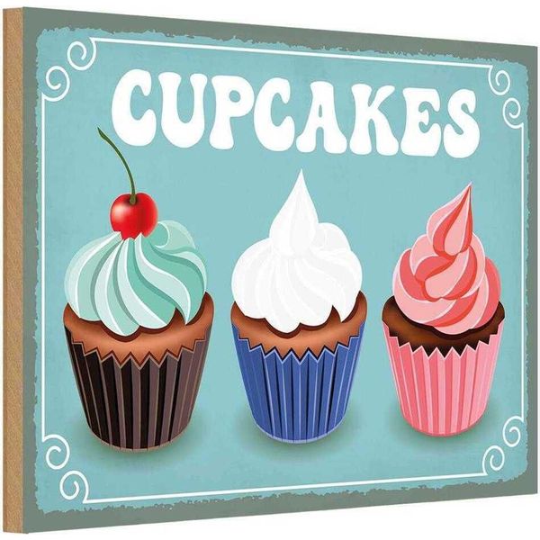 Vianmo Insegna In Legno 20X30 Cm Cupcakes-image